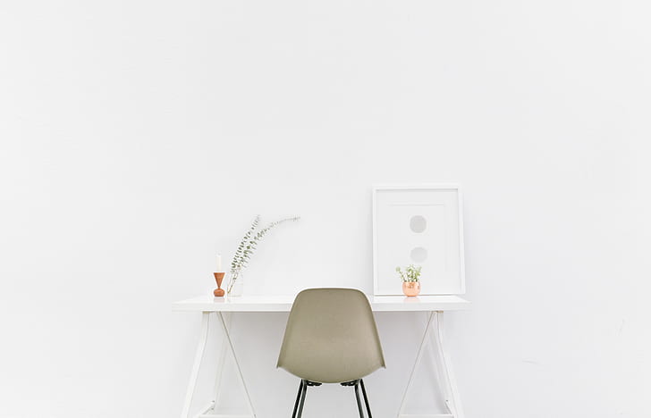 бюро, стая, стол, интериор, минималистичен, прост, минимален, бюро, стая, стол, интериор, минималистичен, прост, минимален, HD тапет