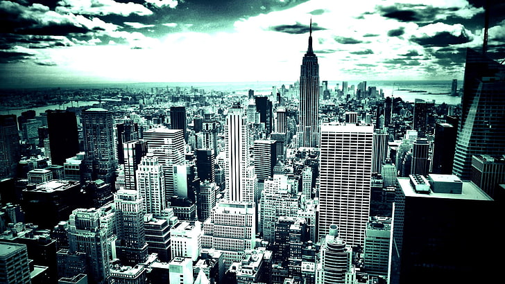 high-angle photo of a cityscape, city, cityscape, building, New York City, HD wallpaper