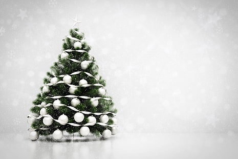 dekorasi, bola, pohon, Tahun Baru, Natal, xmas, Selamat, pohon cemara, Wallpaper HD HD wallpaper