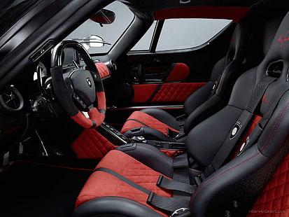 Gemballa MIG U1 Ferrari Enzo Interior, เบาะหนังบุ้งกี๋หนังสีแดงและดำ, ภายใน, เฟอร์รารี, เจมบอลลา, เอนโซ, รถยนต์, วอลล์เปเปอร์ HD HD wallpaper