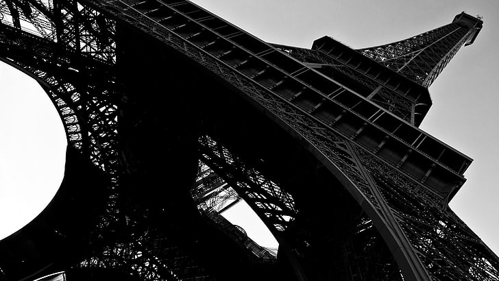 eiffel tower paris monochrome greyscale 2560x1440  Art Monochrome HD Art , Eiffel Tower, Paris, HD wallpaper