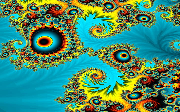 Psychedelic Bold Colors, fet, färger, spiral, gul, orange, punkter, psykedelisk, grön, abstrakt, blå, kurvor, prickar, HD tapet