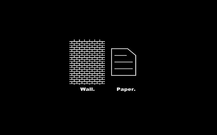 black and white text illustration, black background, simple, humor, minimalism, HD wallpaper