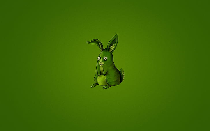 animal, green, hare, minimalism, rabbit, green background, HD wallpaper