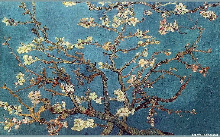 Vincent van Gogh, sztuka klasyczna, malarstwo, kwiaty, drzewa, dzieła sztuki, Tapety HD