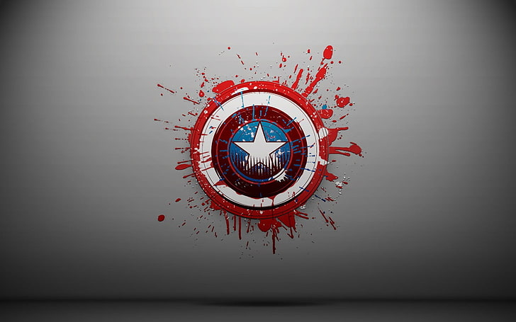 캡틴 아메리카 방패, 캡틴 아메리카 방패 페인트 벽 장식, 미니멀리즘, 슈퍼 히어로, 만화, 캡틴 아메리카, HD 배경 화면