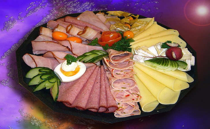 gekochter Schinken, Aufschnitt, Käse, Fleisch, Verarbeitung, HD-Hintergrundbild