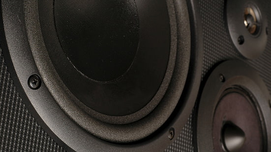 czarny głośnik niskotonowy, dźwięk, głośniki, Tapety HD HD wallpaper