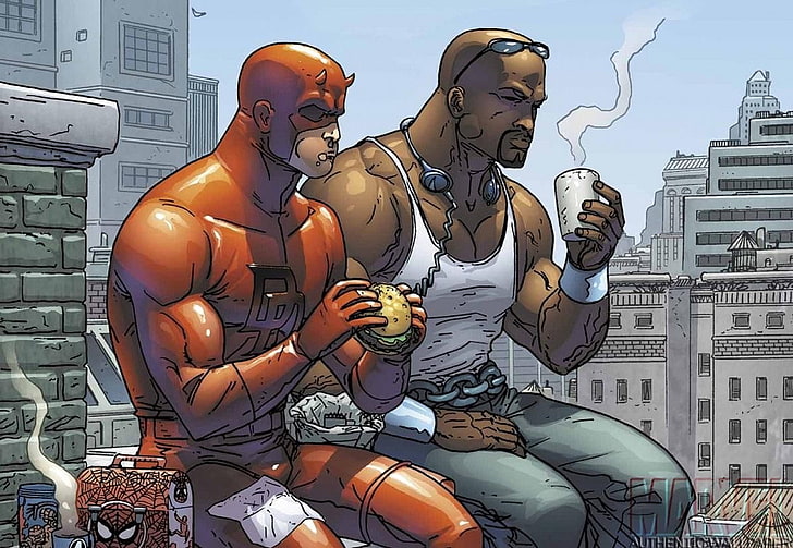 شخصيات Marvel خلفية رقمية ، Daredevil ، Luke Cage ، Power Man ، كاريكاتير، خلفية HD