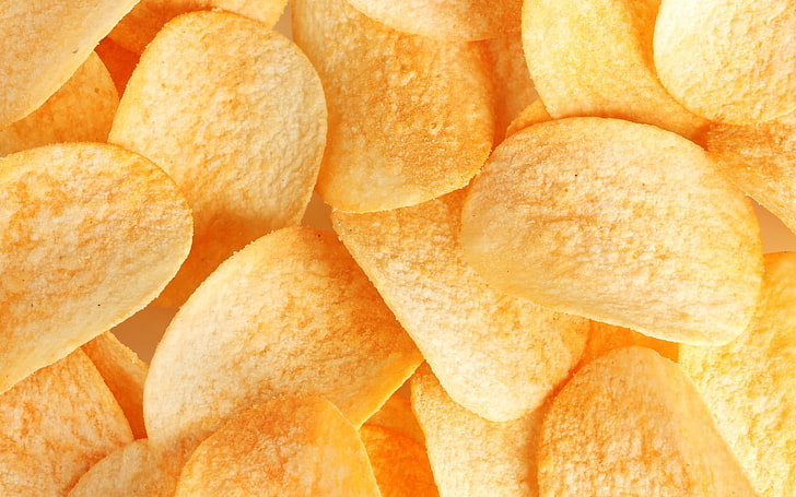 potato chips, chips, potatoes, slices, snack, HD wallpaper