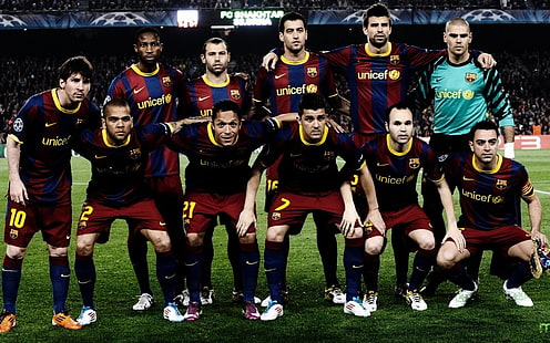 FCバルセロナサッカーチーム、FCバルセロナ、サッカー、スポーツ、男性、 HDデスクトップの壁紙 HD wallpaper