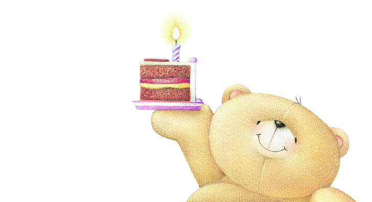 mood, holiday, candle, art, bear, cake, children's, Birthday, Forever Friends Deckchair bear, HD wallpaper