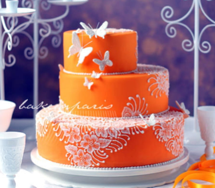 كعكة الفراشة بالبرتقال في فرنسا ، فرنسا ، كيك ، فراشات ، برتقال، خلفية HD