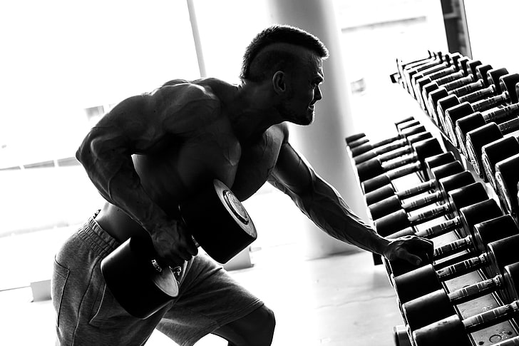 schwarze Hantel mit festem Gewicht, Muskel, Fitnessstudio, Bodybuilding, Bodybuilder, HD-Hintergrundbild