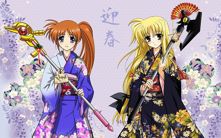 Anime, Magical Girl Lyrical Nanoha Strikers, Fate Testarossa, Lyrical Nanoha, Nanoha Takamachi, HD wallpaper