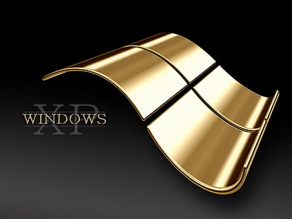 Microsoft Windows XP Gold, logo Windows XP, Computer, Windows XP, nero, dorato, microsoft, Sfondo HD HD wallpaper