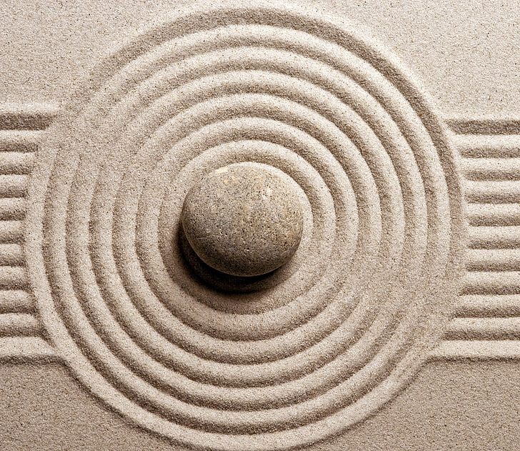 rocher gris, pierre, sable, harmonie, zen, Fond d'écran HD