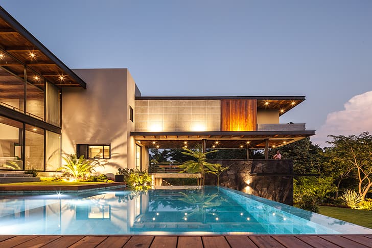 casa, moderna, arquitetura, piscina, HD papel de parede
