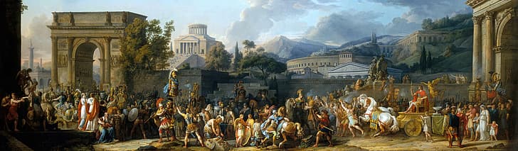 seni klasik, lukisan, Roma, Carle Vernet, sejarah Romawi, Kemenangan Konsul Aemilius Paulus, Wallpaper HD