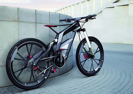 черно-розовый дорожный велосипед, велосипед, audi, карбон, велосипед, HD обои HD wallpaper
