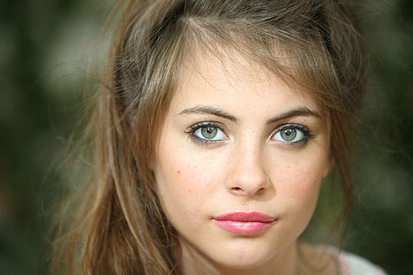 wanita dengan lipstik merah muda, Willa Holland, wanita, wajah, berambut cokelat, mata hijau, Wallpaper HD HD wallpaper