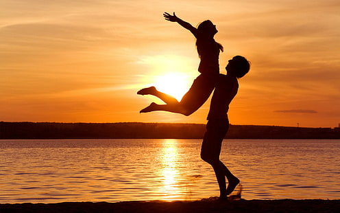 Романтична двойка на плажа HD Снимки, романтична, любов, плаж, HD тапет HD wallpaper