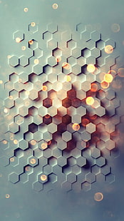 graue und gelbe Tapete, Porträtanzeige, Hexagon, Geometrie, HD-Hintergrundbild HD wallpaper