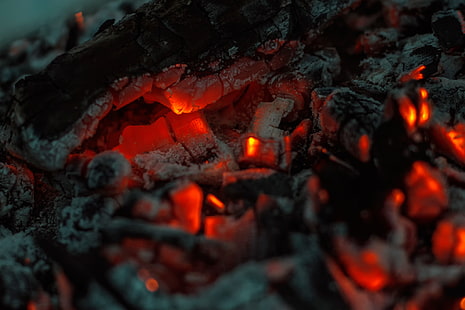 charbon de bois noir, cendres, chaleur, charbon, Fond d'écran HD HD wallpaper