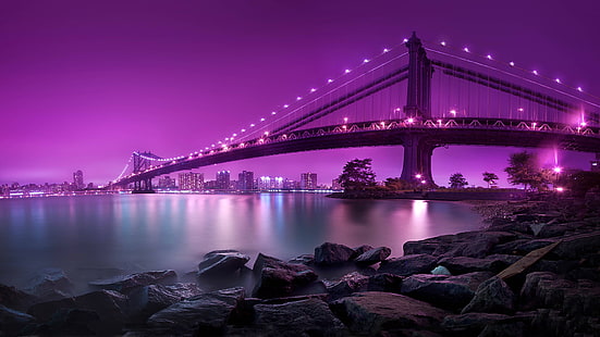 Jembatan indah Dengan Efek Ungu, Wallpaper HD HD wallpaper