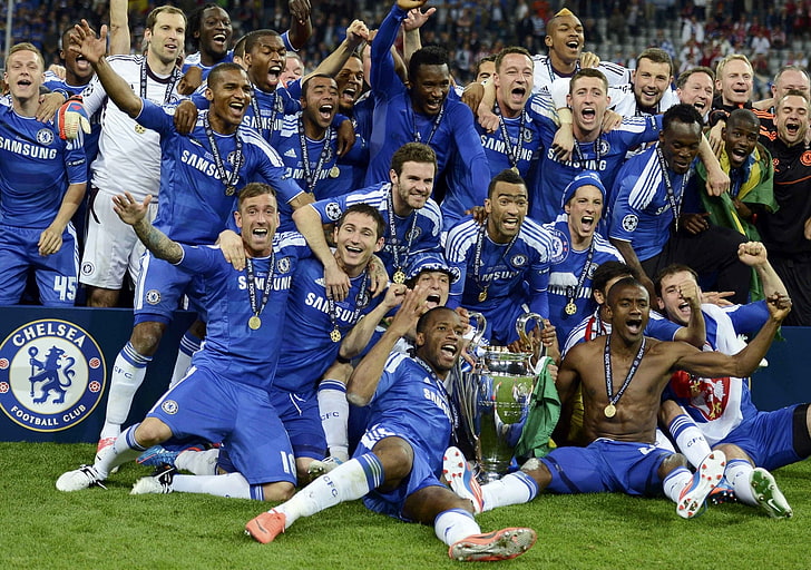 Squadra di calcio del Chelsea, emblema, giocatori, Chelsea, Champions League, finale 2012, League Champions, Finale 2012, Pobeda, Sfondo HD