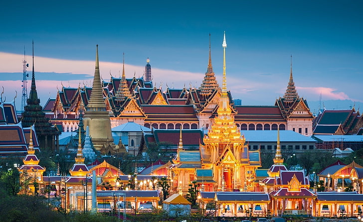 Дворци, Grand Palace, Банкок, Тайланд, HD тапет