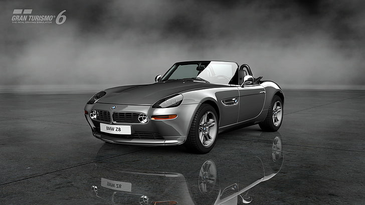 Gran Turismo 6, video games, car, vehicle, mist, reflection, BMW Z8, Convertible, HD wallpaper