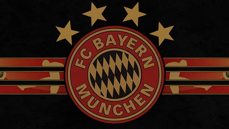 bannière du FC Bayern Munchen rouge et jaune, sport, Allemagne, club, football, mascotte, Fond d'écran HD