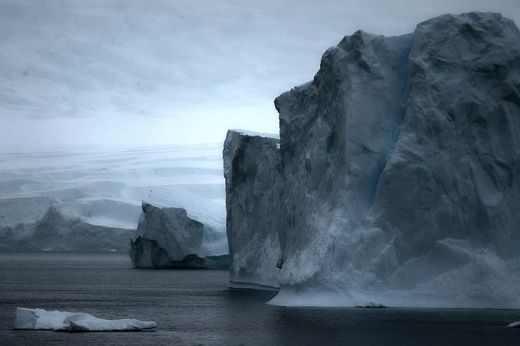 Vista aérea, Antártida, Vista lejana, Iceberg, paisaje, naturaleza, fotografía, cielo, nieve, Polo Sur, puesta de sol, Fondo de pantalla HD
