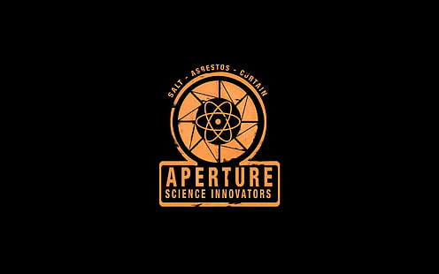 Aperture Portal Black HD, czarno-żółte logo innowatorów naukowych przysłony, gry wideo, czarny, portal, przysłona, Tapety HD HD wallpaper