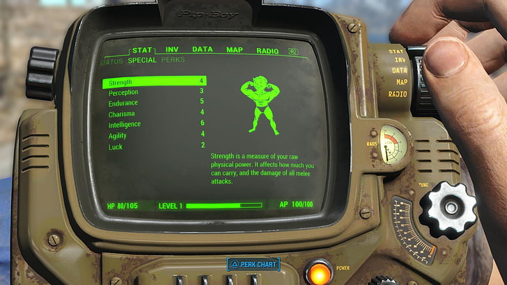 Fallout-Spielanwendung, Fallout 4, Screenshot, Pip-Boy, HD-Hintergrundbild