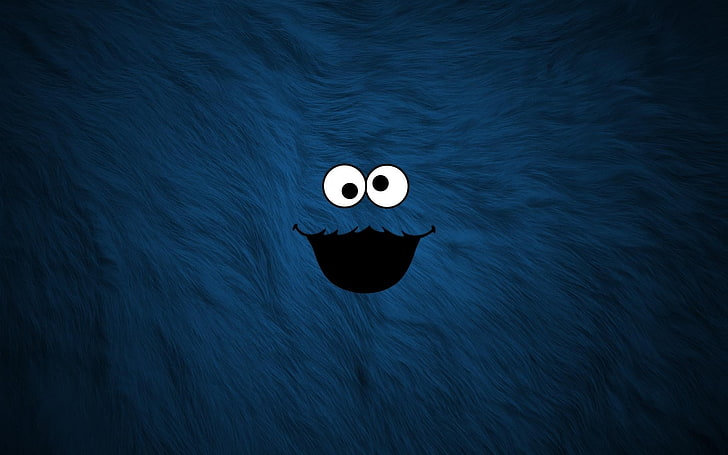 blue Sesame Street digital wallpaper, Cookie Monster, fur, blue, HD wallpaper
