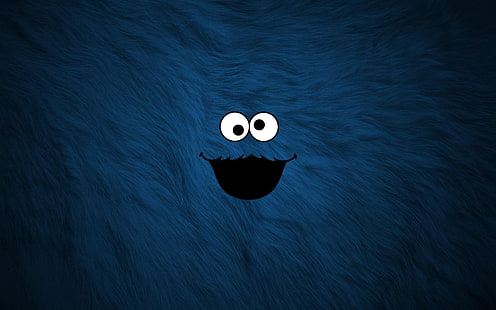 blue Sesame Street digital wallpaper, Cookie Monster, fur, blue, HD wallpaper HD wallpaper
