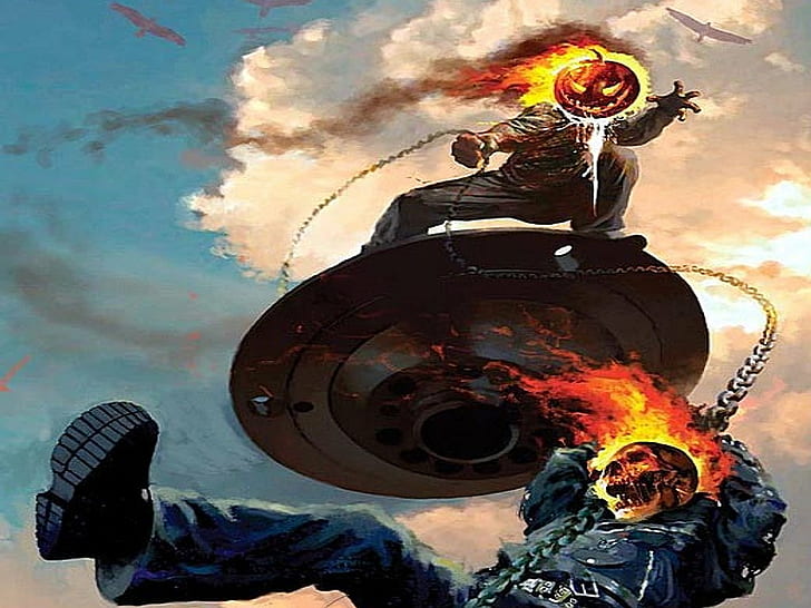 Ghost Rider HD ، توضيح راكب الشبح ، كاريكاتير ، شبح ، متسابق، خلفية HD