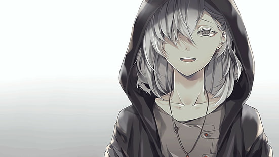 hoodie, seni anime, rambut putih, Wallpaper HD HD wallpaper