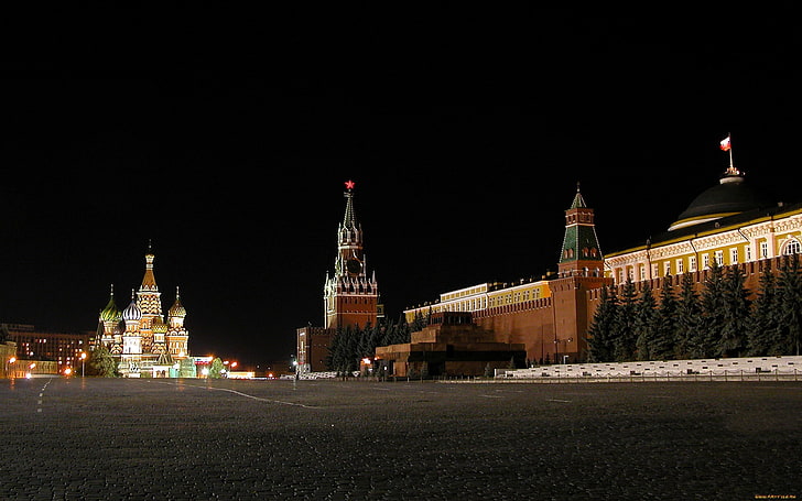 Москва, Кремль, ночь, HD обои
