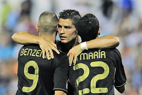futebol, jogadores, Benzema, Di Maria, Cristiano Ronaldo, HD papel de parede HD wallpaper
