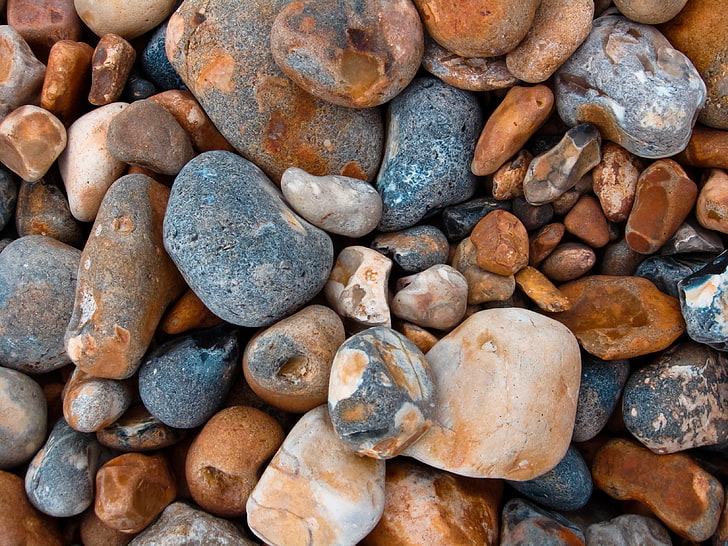 assorted rocks, sea stones, form, pebbles, surface, HD wallpaper
