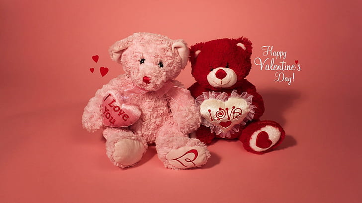 Cute Happy Valentines Day 2014, two bear plush toys, valentines day, valentines, cute, happy valentines day, valentines day 2014, HD wallpaper