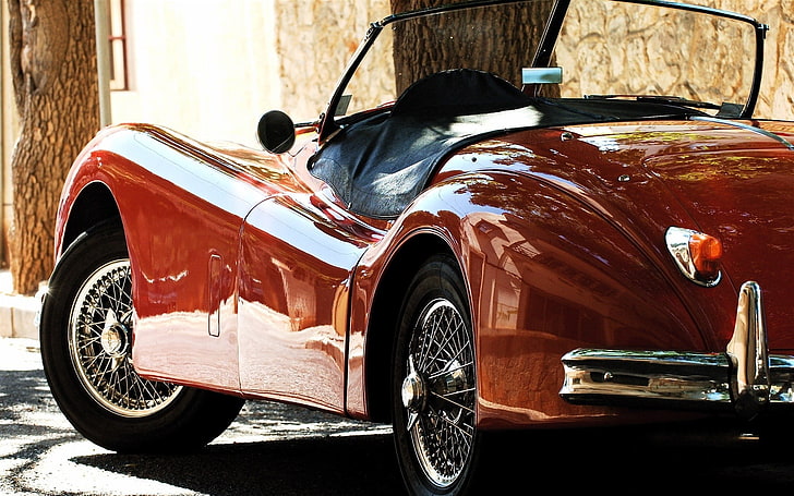 rote Cabrio-Coupé, Jahrgang, Auto, Sportwagen, rote Autos, Jaguar (Auto), HD-Hintergrundbild
