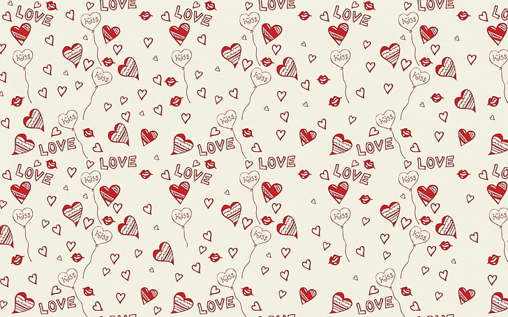 art, background, Hearts, kiss, lips, love, pattern, Vecto, HD wallpaper