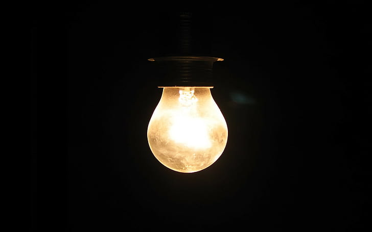 lampadina, minimalismo, buio, luci, sfondo semplice, tecnologia, Sfondo HD
