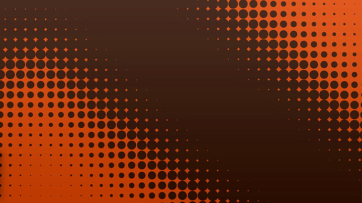 halftone pattern, digital art, graphic design, orange, dots, HD wallpaper
