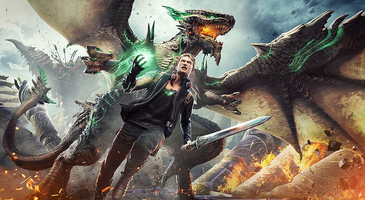 Scalebound Dante, Games, Other Games, Dragon, Fire, Dante, Scalebound, 2017, videogame, HD wallpaper
