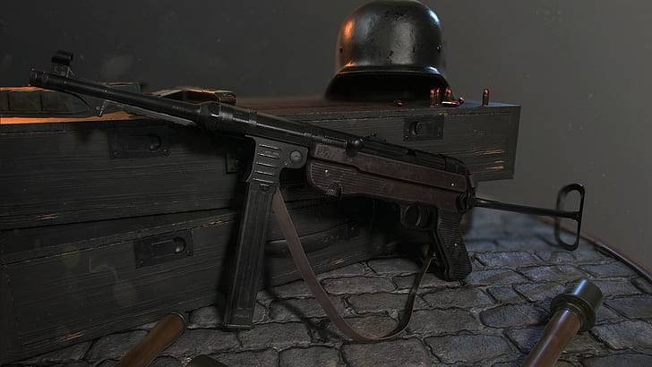 Segunda Guerra Mundial, nazista, MP 40, granadas, 9 mm, HD papel de parede